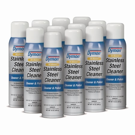 Dymon Stainless Steel Cleaner, 16oz, Aerosol, PK12 20920